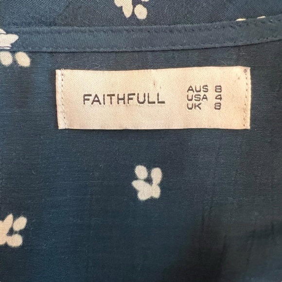 Faithful The Brand - Blue Printed Wrap Mini Dress Sz 4 - Picture 10 of 11